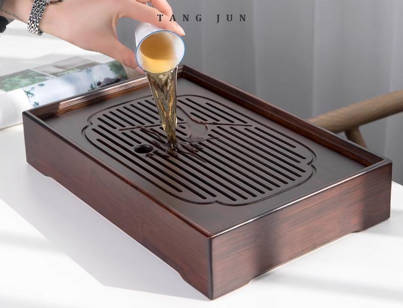 ティートレー 茶盤 トレイ 茶道具 お盆 テーブル 家庭用 竹 水貯蔵 モダン シンプル セット 引き出しタイプ