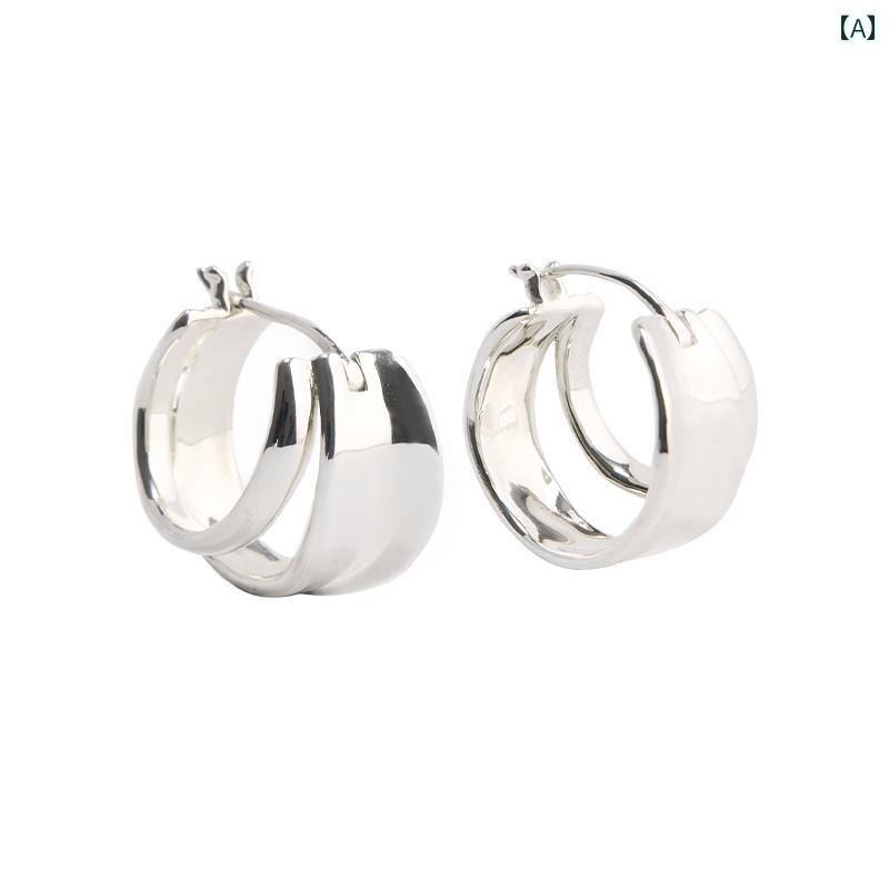 ピアス エスニック レディース アクセサリー 二重層 ワイド ボヘミアン おしゃれ ジュエリー シルバー