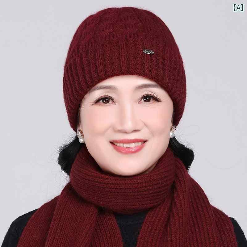 帽子 レディース 婦人 ミセス おばあちゃん 秋冬 暖かい ウール ニット帽 高齢者 レッド ピンク パープル 4,335円