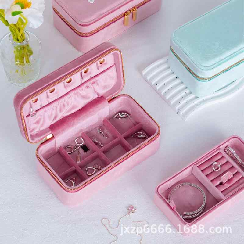 ジュエリーボックス ベルベット 高級感 上品 かわいい アクセサリー収納 ネックレス 指輪 ピアス ブレスレット 宝石貴金属保管 ギフト プレゼント ライトピンク グリーン