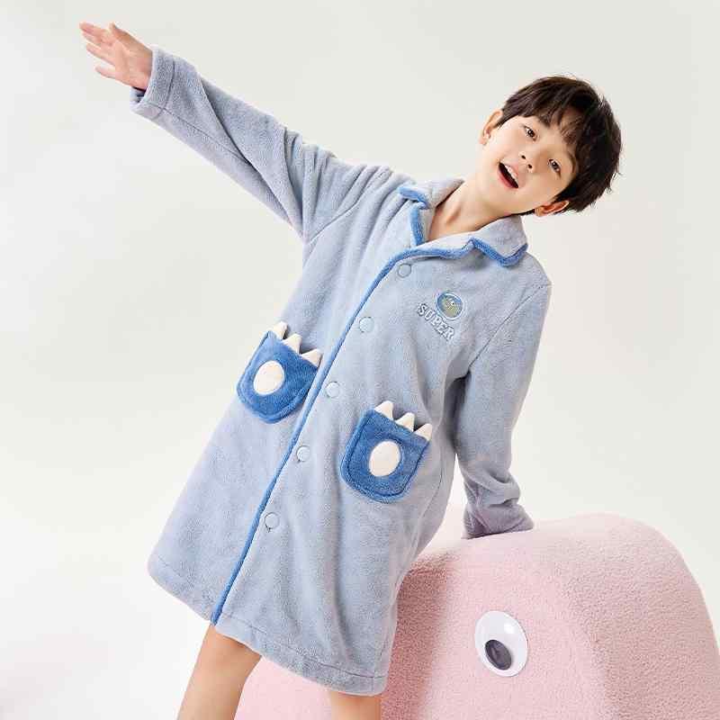 お部屋お召しもの バスローブ キッズ お坊っちゃん 生あたたかい 秋冬 化粧着 赤ちゃん 朦々たる フリース もこもこ パジャマ