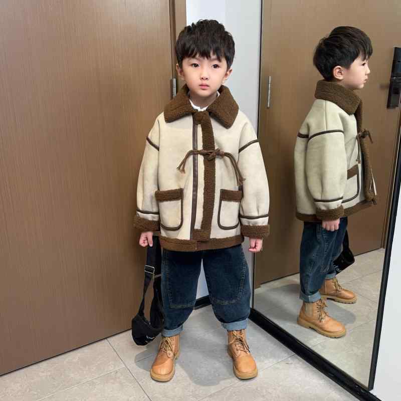 キッズ アウター 男の子 子供服 裏ボア ファーコート 秋冬 おしゃれ カジュアル ベージュ
