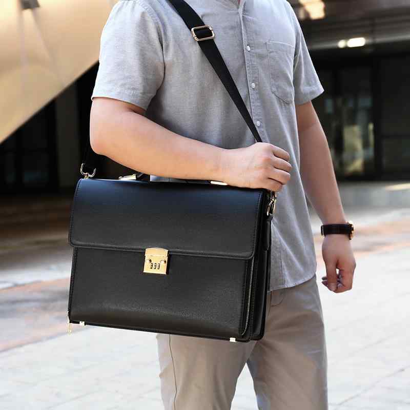 ブリーフケース メンズ トートバッグ ビジネス バッグ オフィス 通勤 ハンドバッグ ロック 革 レザー ブラック ブラウン 10,860円