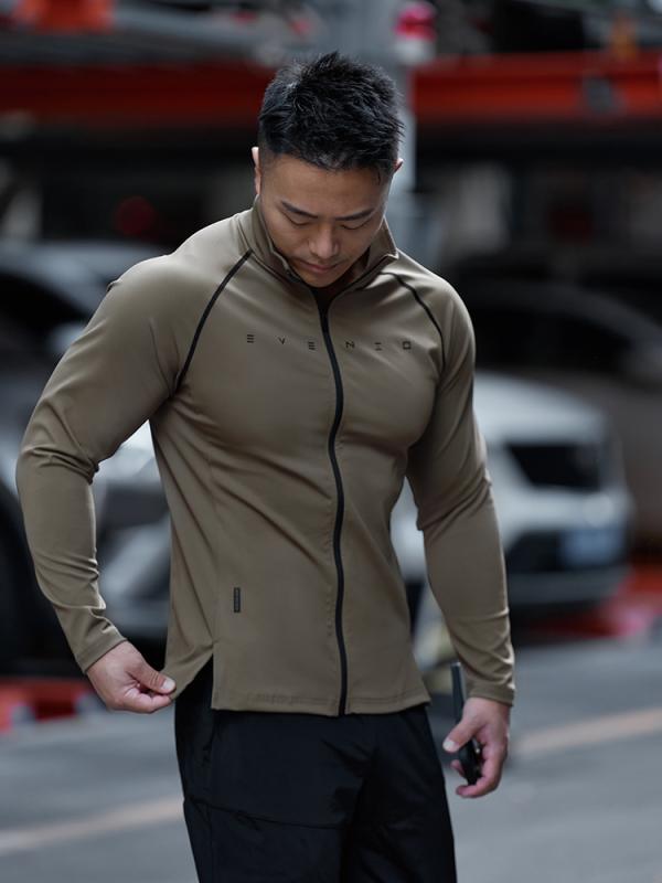 トップス メンズ 長袖 ジム フィットネス 筋トレ 秋 トレーニング 薄手 高弾性 ランニング グリーン グレー|Grams店
