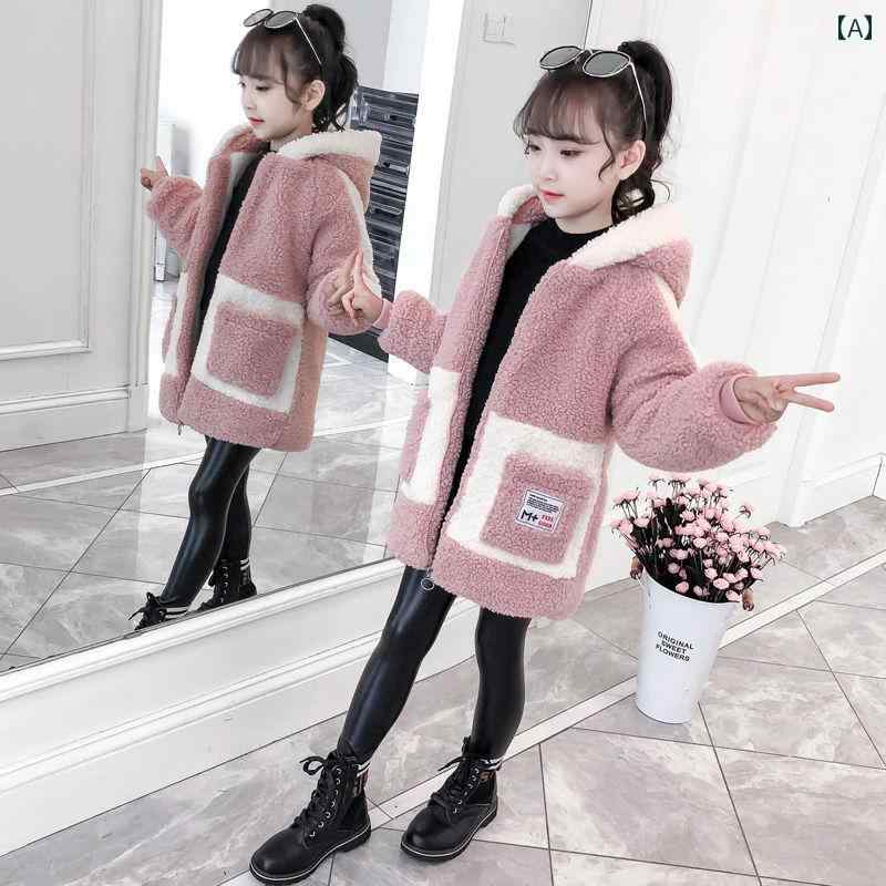 ジャケット キッズ アウター 子供服 女の子 ベルベット 綿 コート ミドル丈 厚手 秋冬 ピンク ブルー