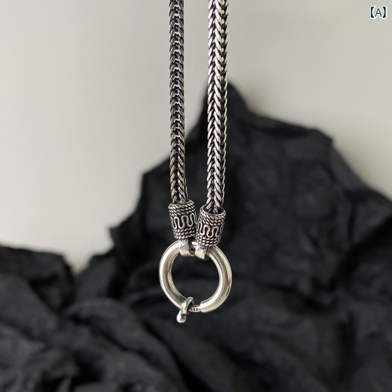 ネックレス メンズ レディース アクセサリー スターリングシルバー お守り レトロ チェーン