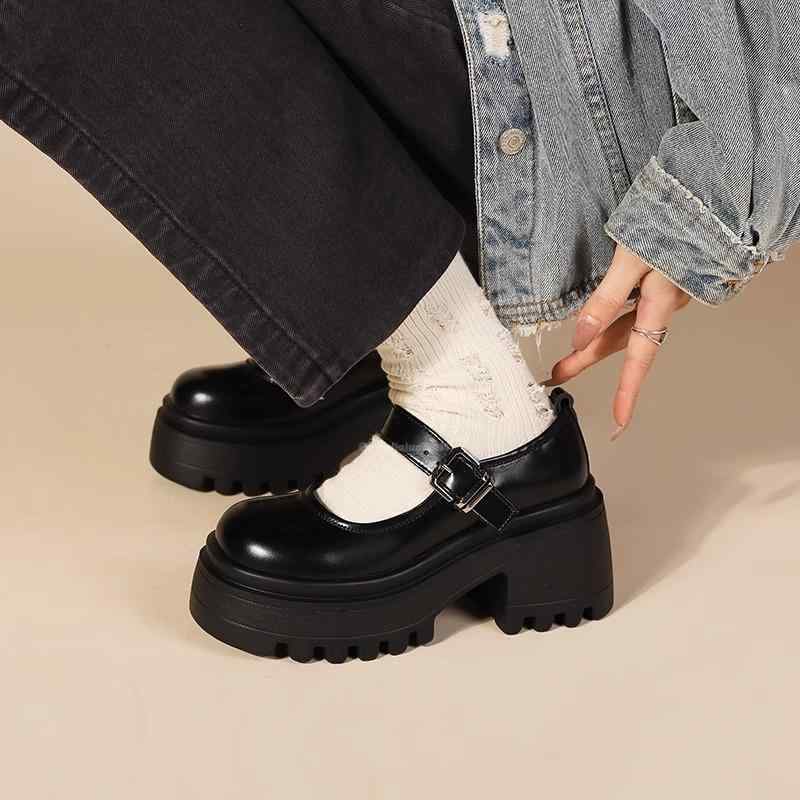 ストラップ ベルト パンプス レディース シューズ 革 ハイヒール 厚底 バックル レザー 春秋 シルバー ブラック ホワイト