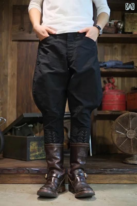 ズボン メンズ パンツ ファッション おしゃれ コットン レトロ カジュアル ブラック グリーン