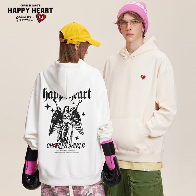 パーカー フーディー フード付き メンズ レディース プルオーバー 羽 翼 ハート アメリカン ストリート ロゴ スウェット 春秋 大きいサイズ ホワイト ブラック|Grams店