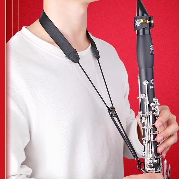 管楽器 吹奏楽器 アクセサリー パーツ ストラップ 大人 子供 兼用 クラリネット ショルダー ネック ブラック レッド