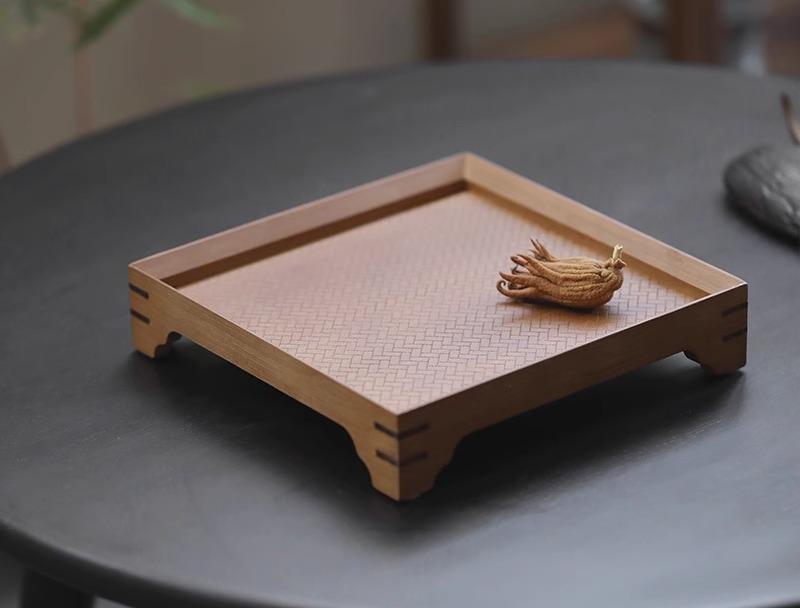 茶盤 ティートレー トレイ 道具 お盆 シンプル モダン 和風 竹製 家庭用 お茶 コーヒー ティーカップ スナック フルーツ ディナー 正方形 長方形 ブラウン