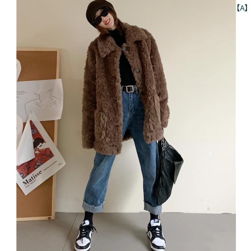 ファー コート レディース アウター おしゃれ ジャケット 秋冬 厚手 暖かい ブラウン｜Grams店
