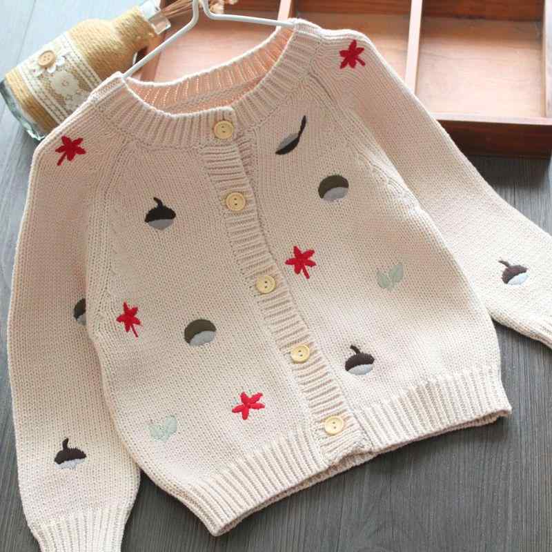カーディガン ベビー 赤ちゃん キッズ 女の子 ファッション 秋冬 暖かい かわいい セーター 刺繍 ホワイト