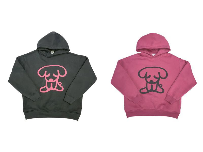 パーカー スウェット レディース 冬 フード 長袖 プリント 犬 グレー ピンク レッド フーディー｜Grams店