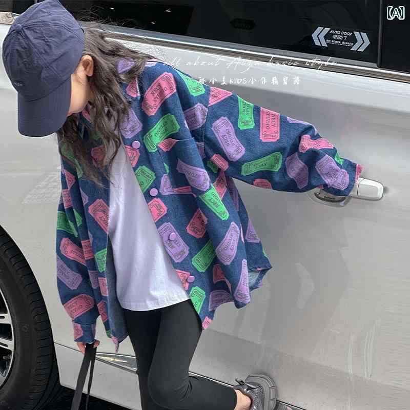 ジーンズ 上衣 キッズ アウター 赤ちゃん服 うしろ帯 韓国 流行り物 烏兎 プルオーバー 秋冬 トップス 青み