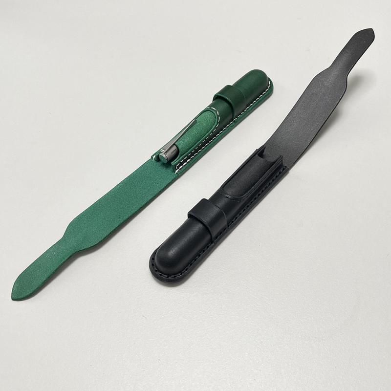 ペンケース 革 レザー 筆箱 メンズ レディース シンプル おしゃれ ハード シングル 収納 バッグ 緑 黒 茶｜Grams店