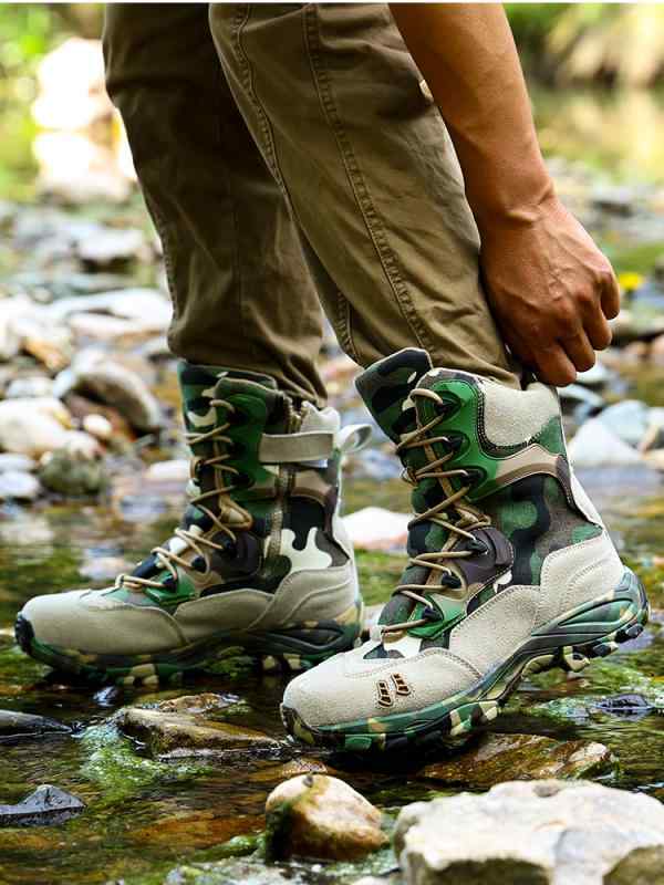 トレッキングシューズ メンズ 登山靴 スニーカー アウトドア ハイキング 防水 滑りにくい ブーツ 迷彩 カモフラ