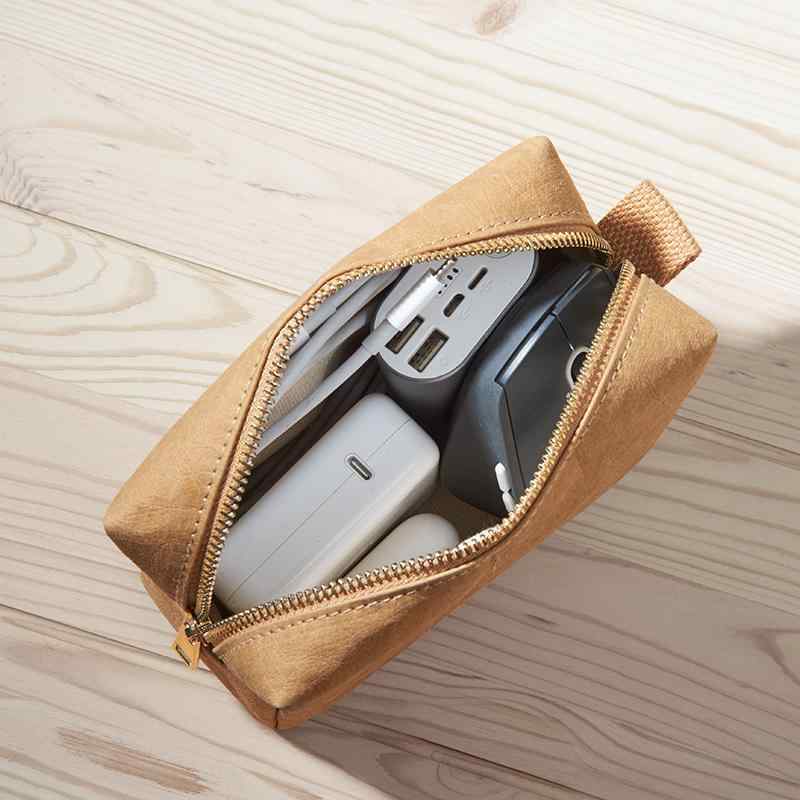 ガジェットポーチ トラベル 小物入れ シンプル 便利 多機能 保護 収納 ポータブル 旅行 デジタルストレージ データケーブル ヘッドフォン 電源コード マウス カーキ
