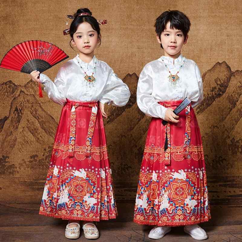 キッズ ストリート ダンス セットアップ 衣装 子供 ジュニア ヒップホップ カジュアル 中国風 レッド ホワイト