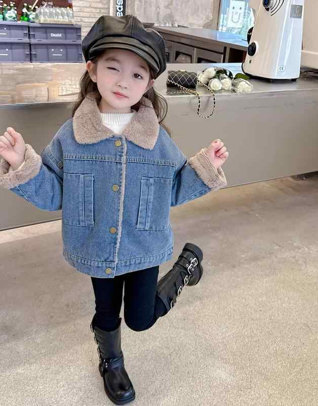 デニム ジャケット キッズ アウター 子供服 女の子 冬 赤ちゃん ストリート 厚手 暖かい コットン