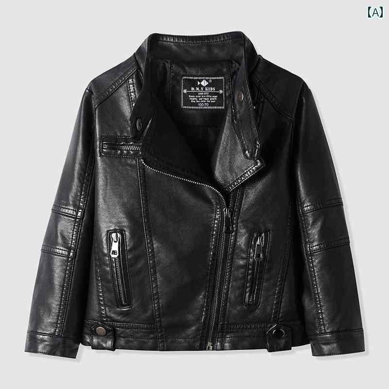 レザー ジャケット キッズ ライダース 女の子 男の子 アウター 革 秋 ベビー 洋風 オートバイ 黒｜Grams店