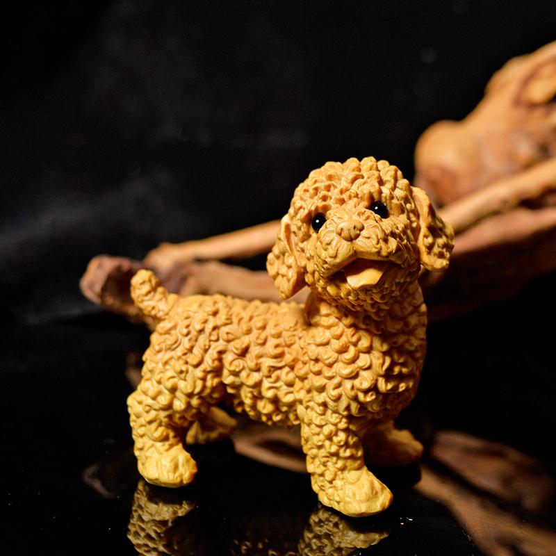 犬 置物 インテリア オーナメント かわいい 木製 動物 彫刻 装飾品 木彫りドッグ プードル