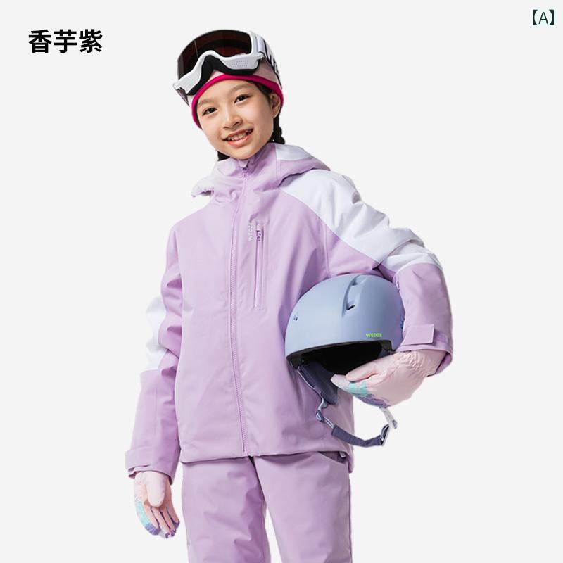 スノーボードウェア スキーウェア キッズ ジュニア 子供 男の子 女の子 秋冬 コットン 暖かい 防水 ジャケット スポーツ パープル グリーン レッド｜Grams店