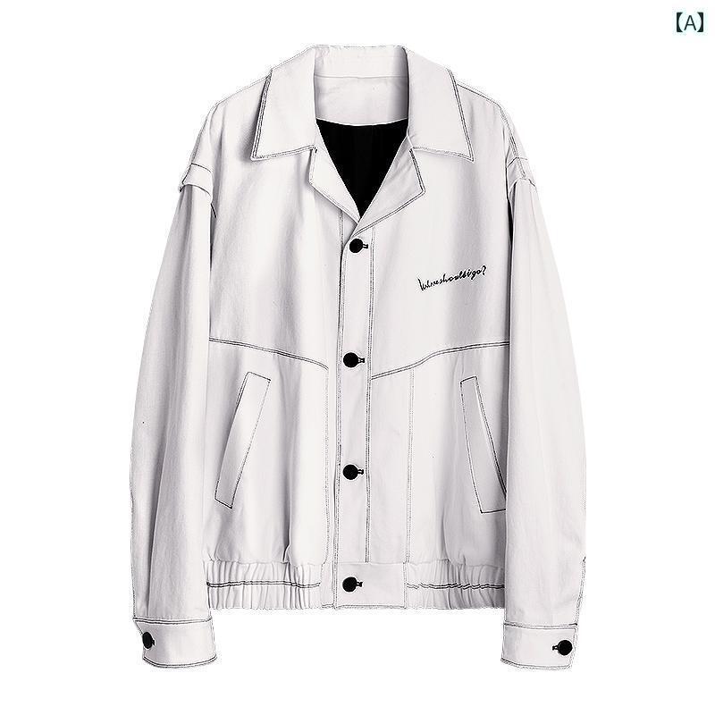 ジーンズ上衣 メンズ ロゴタイプ 刺しゅう 歳月 ぬい目 韓国 心地よい アウター 長袖 綿織物 白いこと