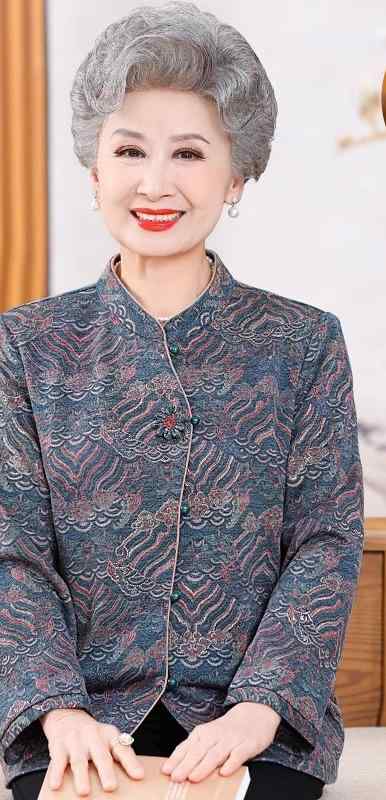 シニア おしゃれ 上品 高齢者 レディース おばあちゃん 春夏秋 シャツ 長袖 薄手 コート ブルー レッド