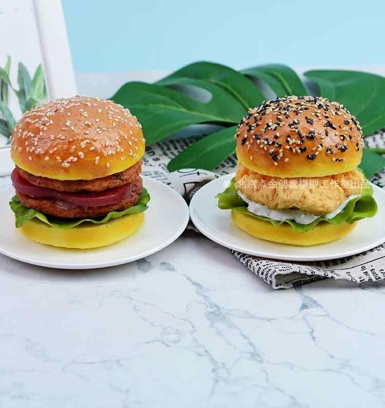 食品サンプル リアル 業務用 レストラン 飲食店 見本 ディスプレイ 展示 チキンレッグ ビーフバーガー エビ フライドチキン ハンバーガー バンズ