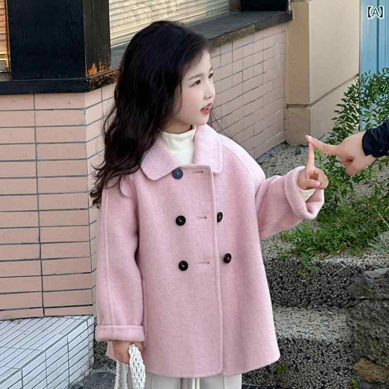 キッズ 赤ちゃん アウター 厚地の外套 うしろ帯 赤ちゃん服 秋冬 天鵞絨 羊毛 サクラ色 ベージュ 駱駝