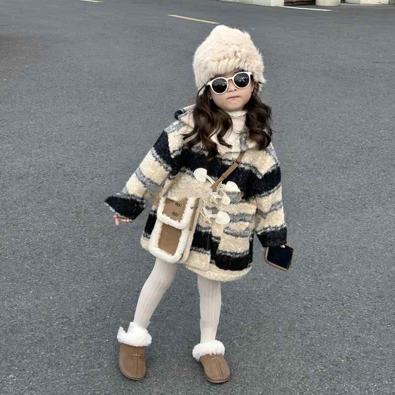 厚地の外套 キッズ もの言う花 小わっぱ 御嬢さん 小わっぱ服 アウター 秋冬 心地よい 絨毛 毛革 唐人笛名取り草 真っただ中丈 間借り人 ベージュ キッズ・ベビー・マタニティ-キッズファッション-コート・ジャケット