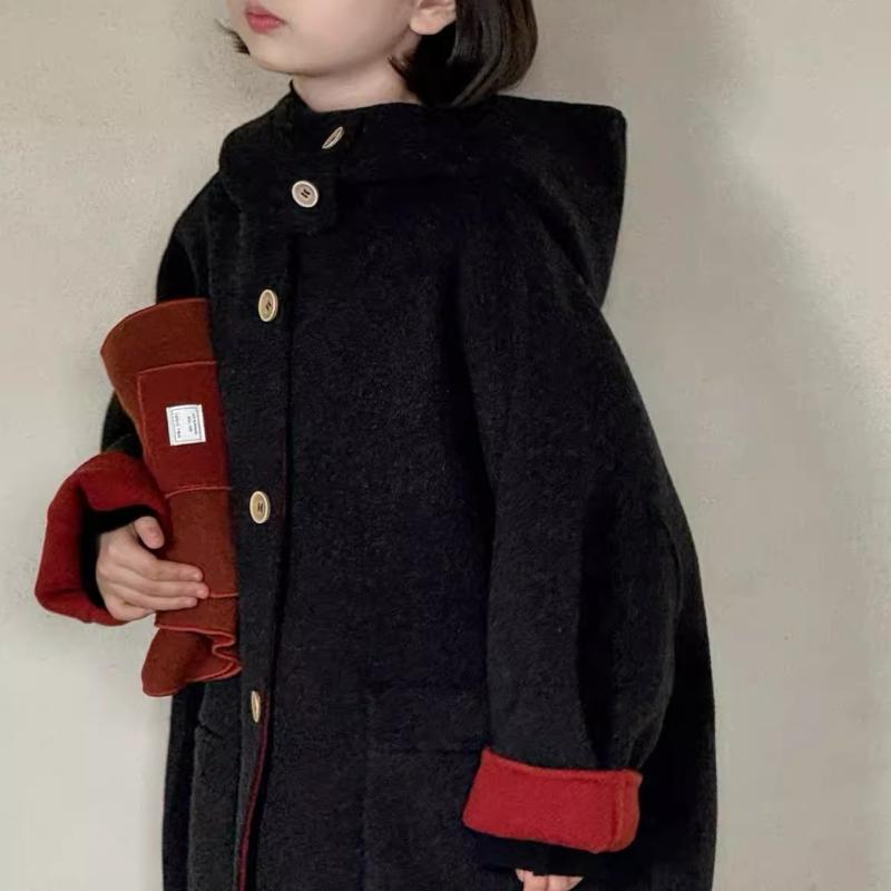 コート キッズ 子供 男の子 女の子 子供服 アウター 秋冬 洋風 ミドル丈 ウール ブラック レッド｜Grams店 13,063円