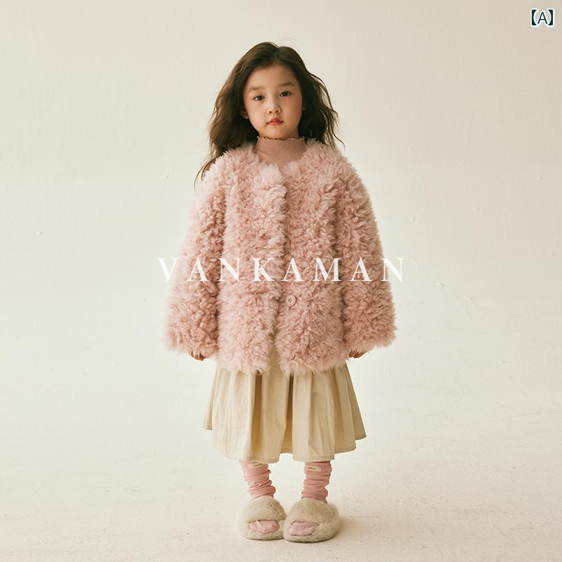 キッズ もの言う花 赤ちゃん うしろ帯 アウター もこもこ ボア 赤ちゃん服 生あたたかい 長袖 秋冬 朦々たる 上衣 毛革 厚地の外套 羊毛 遊撃手丈 ジレー サクラ色