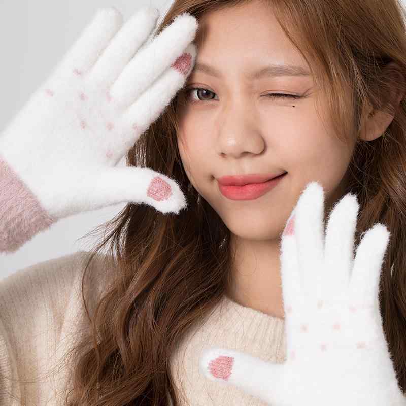 手袋 グローブ レディース 雪だるま サイクリング 防風 暖かい 秋冬 5本指 ホワイト