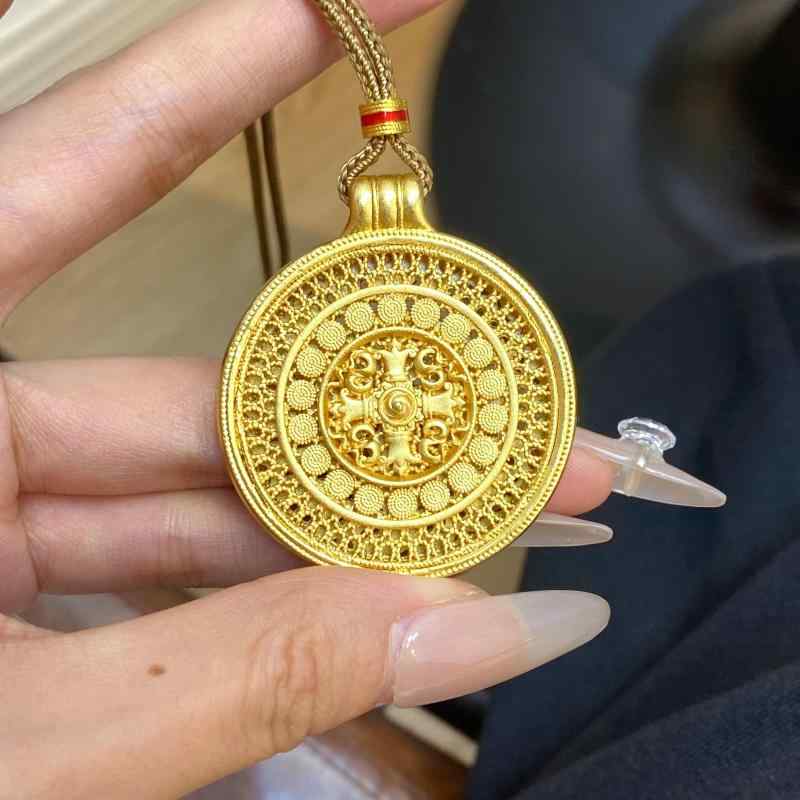 ネックレス メンズ レディース カップル アクセサリー コンパス ペンダント ジュエリー ロープ 紐付き ゴールド