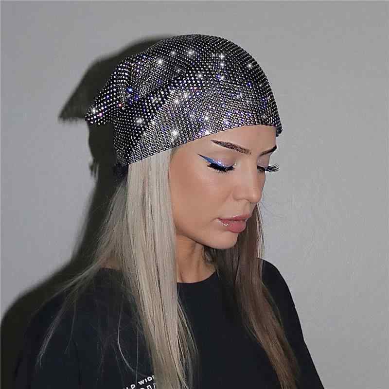 ヘッドスカーフ レディース ヘアアクセサリー アメリカン ファッション パンク ラインストーン ブラック ホワイト