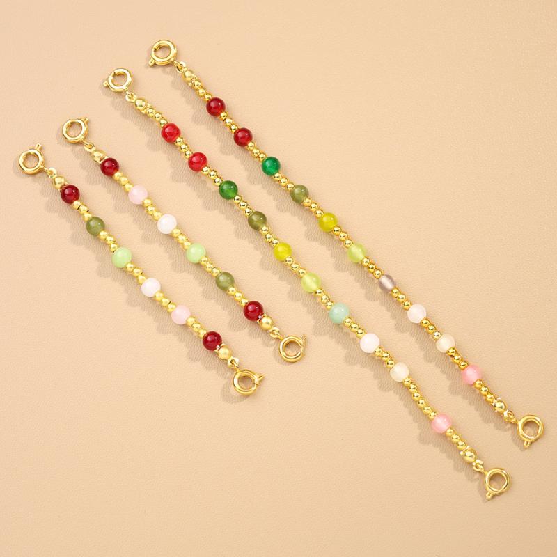 ネックレス アジャスター チェーン 延長 ダブルバックル スプリング ジュエリー ビーズ アクセサリー ゴールド