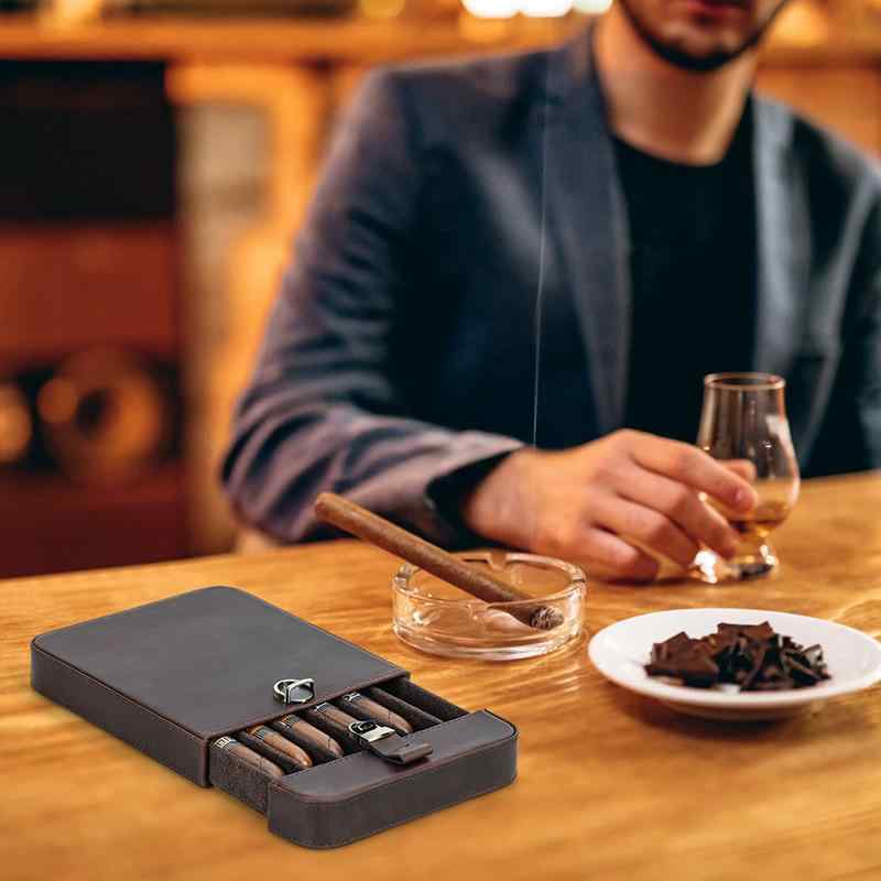 シガレットケース 煙草入れ タバコ 収納 おしゃれ ヴィンテージ レザー ボックス ポータブル コンパクト ブラウン