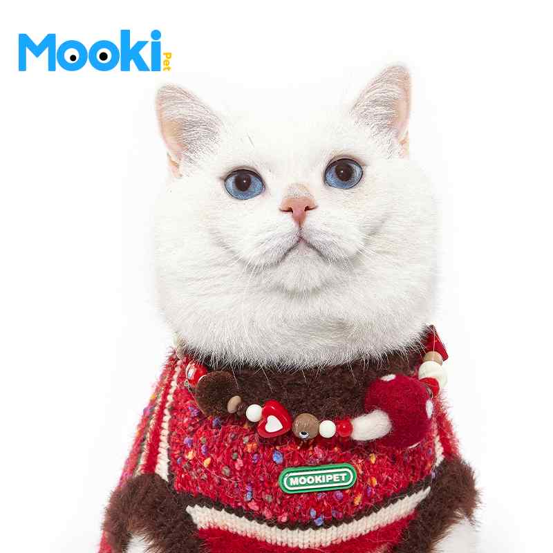 ペット 猫 犬 ネックレス 首輪 アクセサリー ジュエリー 春秋 小型犬 レッド ホワイト