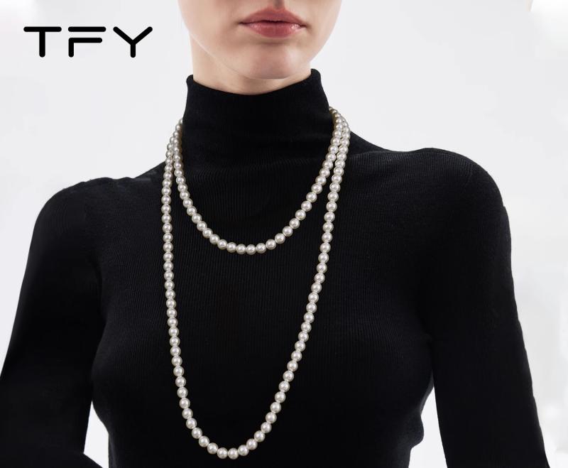 パール ネックレス ロング レディース アクセサリー ジュエリー おしゃれ フレンチ レトロ チェーン ホワイト グレー