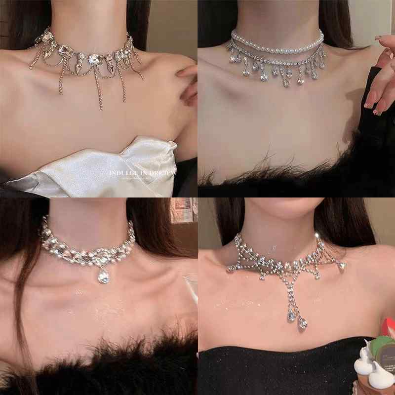 ネックレス 大ぶり レディース アクセサリー ジュエリー 華やか バロック 軽量 パーティー ドレス チェーン シルバー