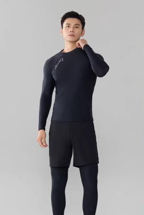 フィットネス 水着 メンズ スイムウェア 夏 トップス ウェットスーツ 長袖 速乾 日焼け防止 紫外線カット ゆったり サーフィン ダイビング シュノーケリング ブラック