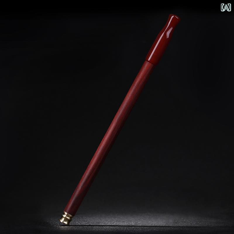 キセル 煙管 パイプ タバコ 喫煙 メンズ レトロ ノスタルジック 木製 無垢材 マホガニー ストレート ドライ フィルター レッド