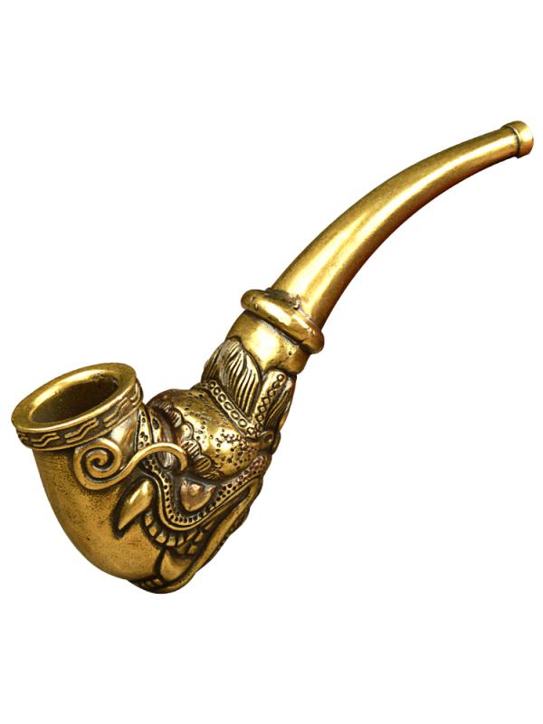 キセル 煙管 パイプ ポット タバコ 喫煙 メンズ レトロ ノスタルジック ドライ フィルター 手彫り ドラゴン 貔貅 純銅 ロッド ゴールド