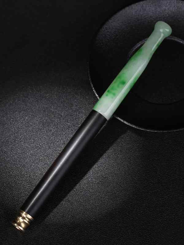 キセル 煙管 パイプ タバコ 喫煙 シガレットホルダー メンズ レトロ ノスタルジック 木製 無垢材 黒檀 ストレート ロング グリーン