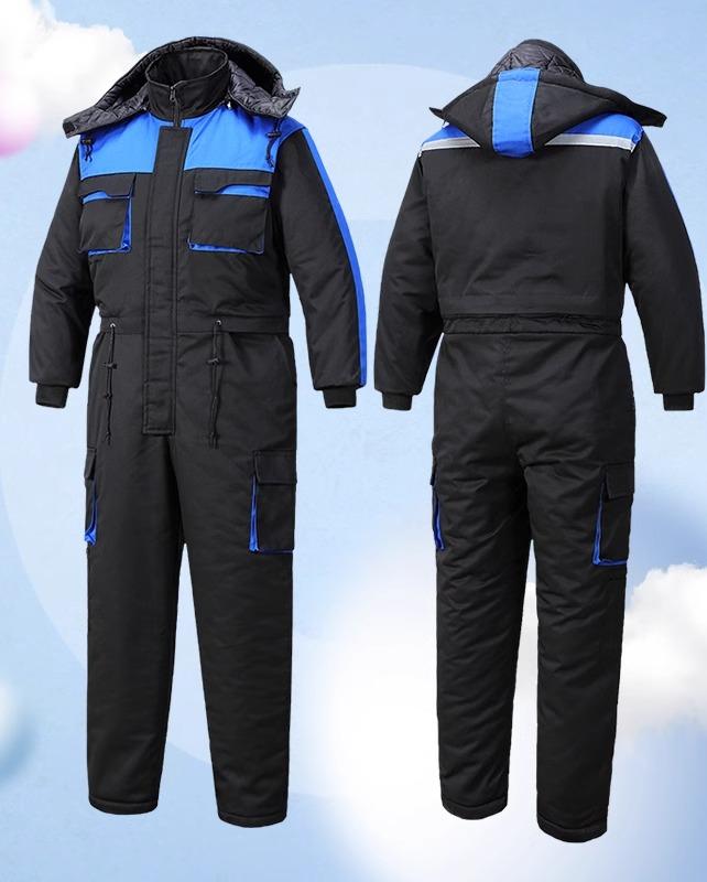 つなぎ 長袖 オーバーオール 作業着 メンズ 冬 フード ジッパージャンプスーツ 厚手 コットン 作業服 ブラック レッド 迷彩