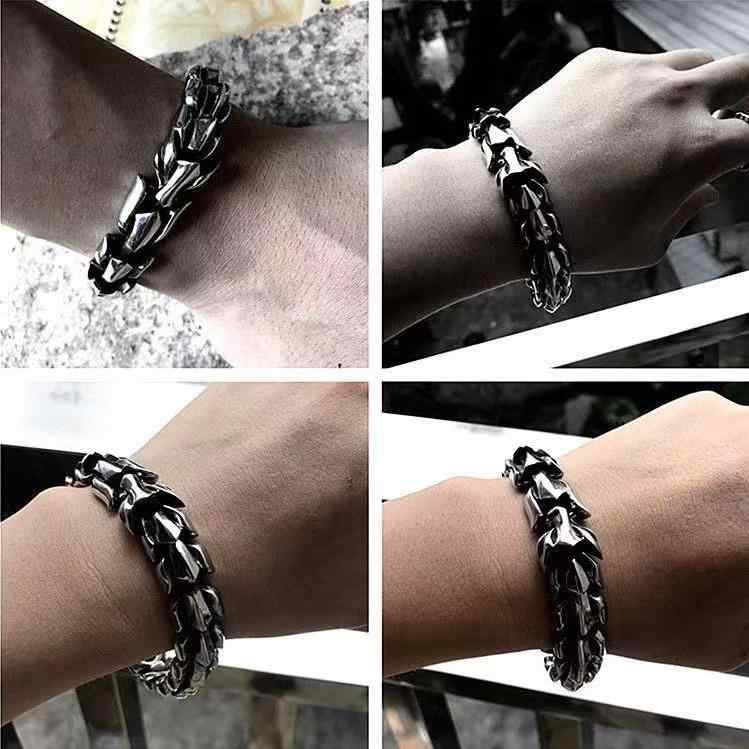 バングル メンズ アクセサリー ブレスレット 純銀 ドラゴン 腕輪 ジュエリー ファッション シルバー｜Grams店