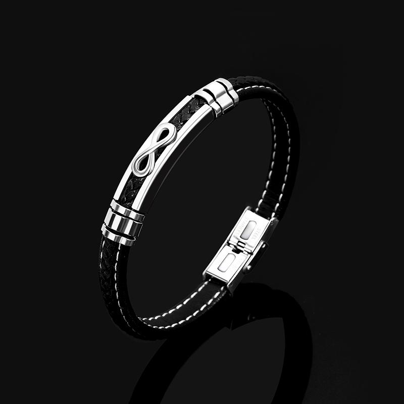 バングル メンズ アクセサリー ブレスレット レザー ロープ編み ジュエリー ファッション ブラック