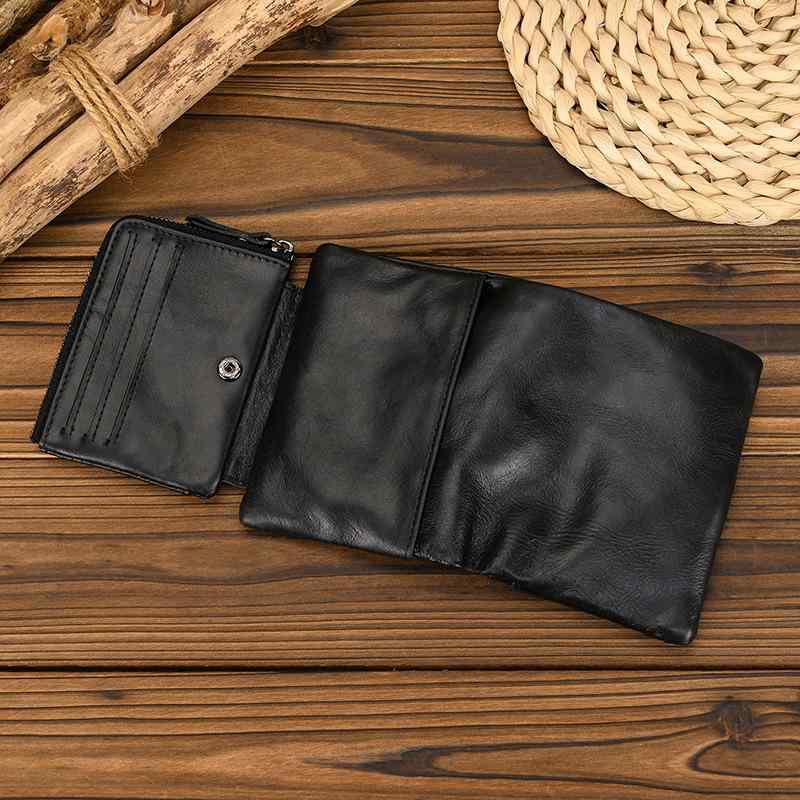 財布 メンズ レザー ウォレット バックル シンプル 折りたたみ 留め具 縦型 レトロ ブラック ブラウン